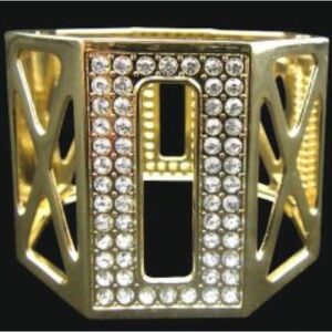 Beautiful modern shiny gold cuff bracelet with rhinestone accents